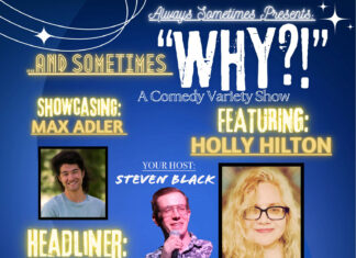 Halloween Comedy Show Flyer featuring Sara Sometimes as the Pawlitical Cat Lady, with Max Adler, Holly Hilton, and Steven Black in Tucson